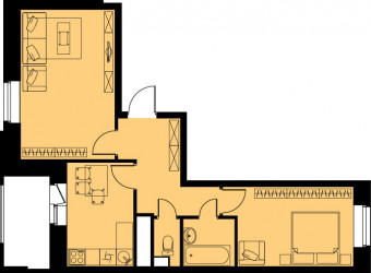 Двухкомнатная квартира 45.4 м²